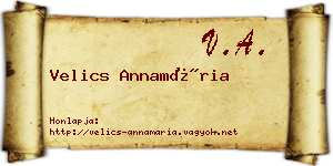 Velics Annamária névjegykártya
